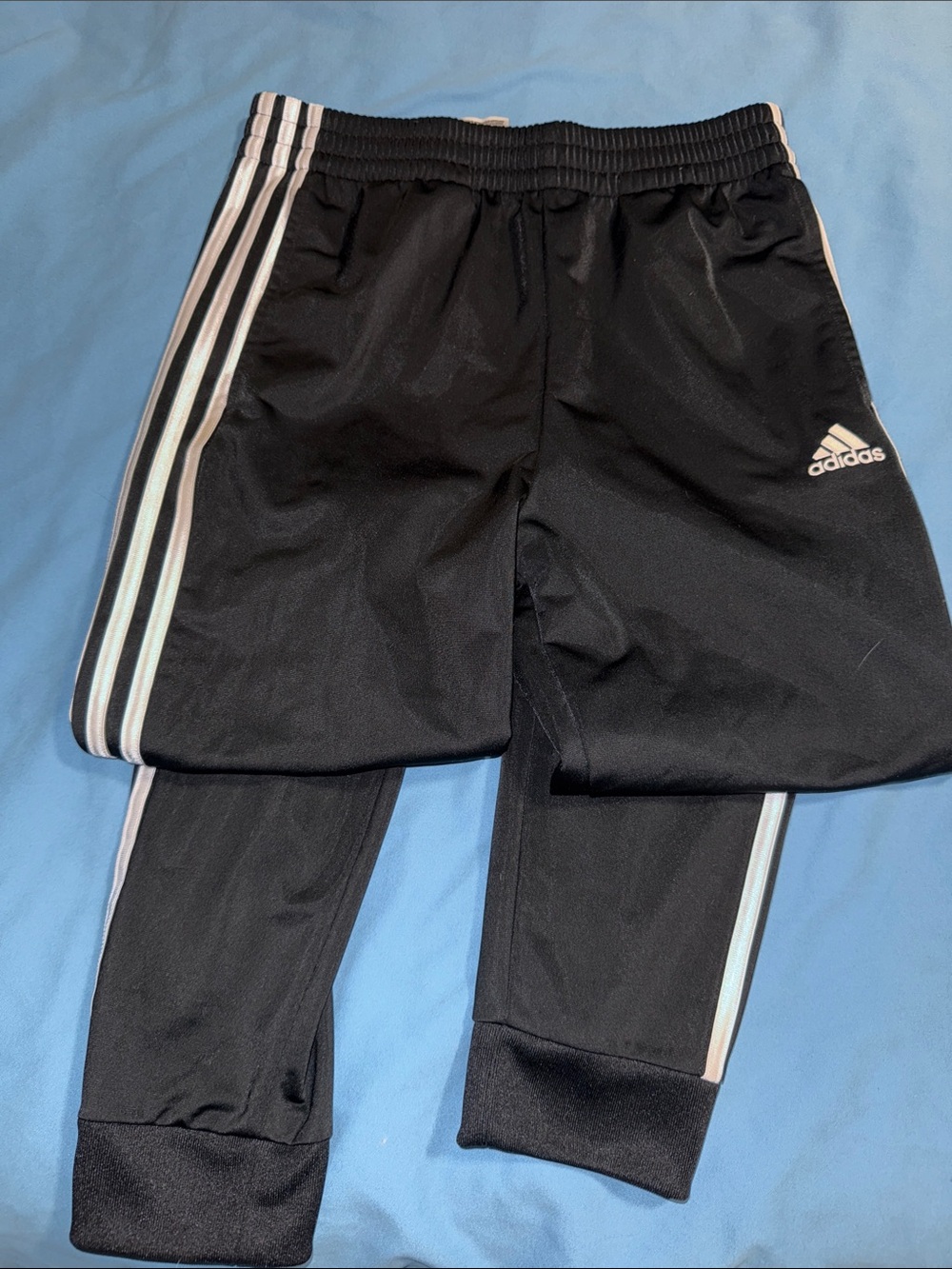Adidas Black Kids joggers with White Side Stripes